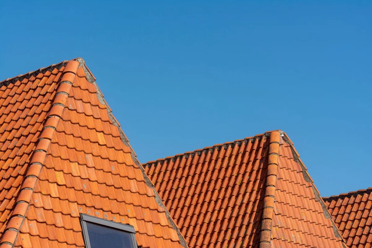 Clay barrel tile rooflines on homes in Redding, CA